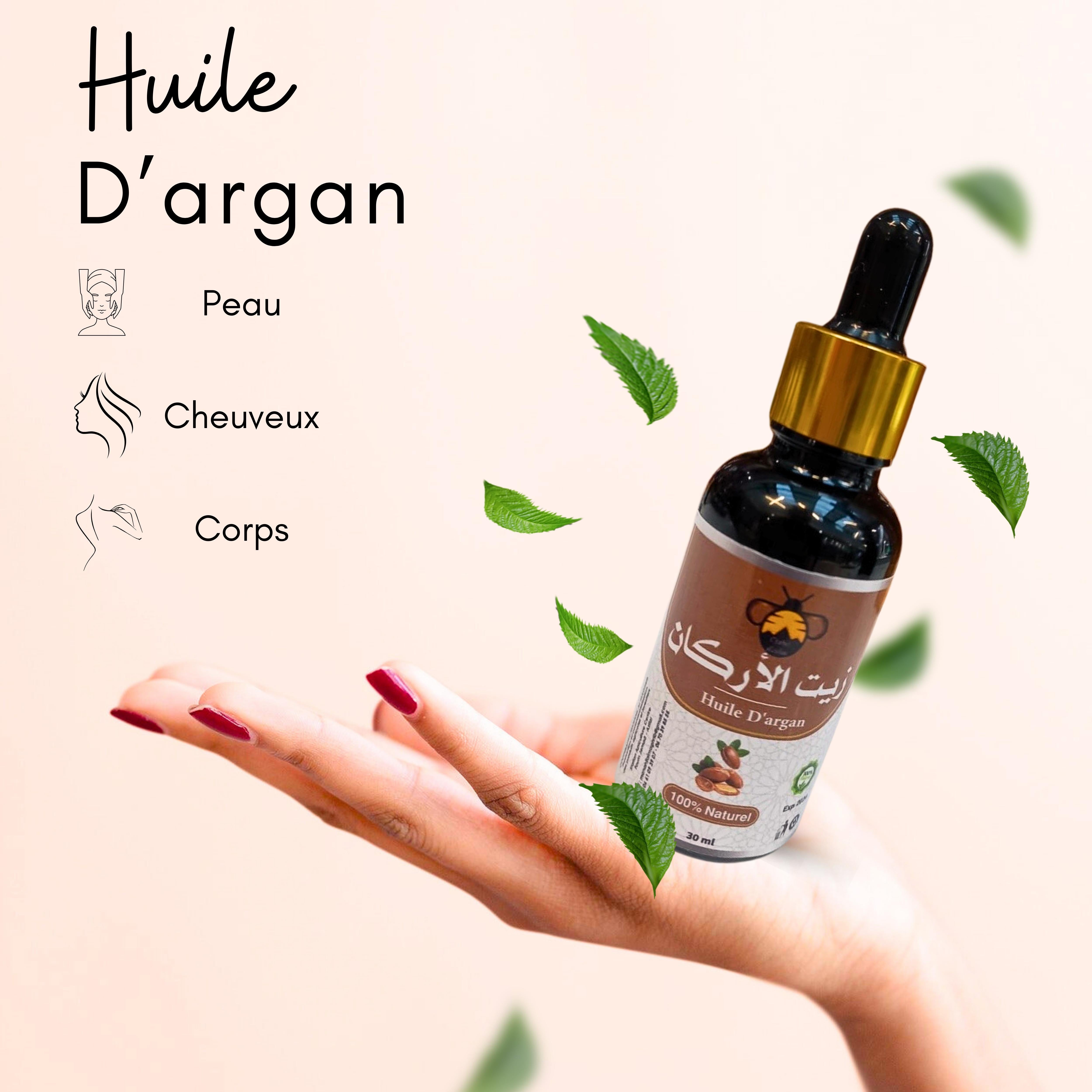Huile D'Argan Pure - Flacon 60ml, 100% Naturelle, Soin Multi-usages